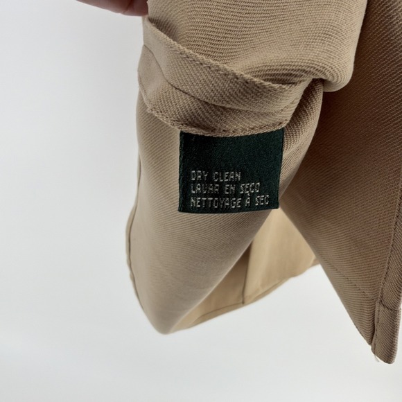 WOMENS LAUREN RALPH LAUREN TAN MANDARIN COLLAR SILK BLOUSE TOP SMALL - Picture 4 of 8